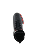Alpinestars Superfaster Schuhe, Motorradschuhe, Schwarz, leuchtendes Rot und Weiß, Draufsicht mit Schnellschnürsystem und hohem Schaft, professionelle Ausrüstung für Straßen- und Sportfahrten