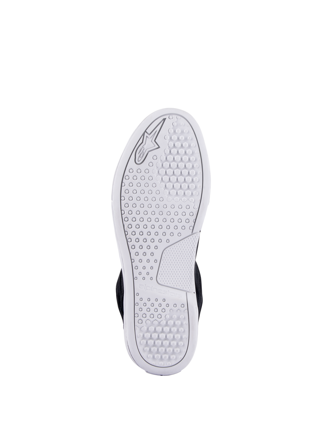 Alpinestars Chrome Schuhe, weiße fortschrittliche Urban-Sohle, mit hexagonalem Traktionsmuster und geprägtem Alpinestars-Logo, lässige Motorradschuhe