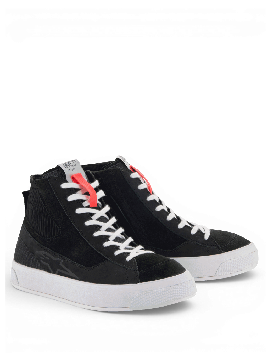 Alpinestars Stella Stated Podium Schuhe, urbane Damen-Motorradschuhe, Schwarz und Weiß, minimalistischer Skate-Stil mit dicker vulkanisierter Sohle, CE-zertifiziert.