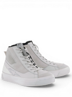Alpinestars Stella Stated Podium Schuhe, urbane Motorradschuhe für Damen im Retro-Sneaker-Stil, Weiß und Grau, mit vulkanisierter Sohle und Nubukleder-Konstruktion.
