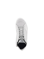 Alpinestars Stella Stated Podium Schuhe, Damen-Motorradschuhe in Weiß und Grau, Draufsicht, urbaner Sneaker-Stil.