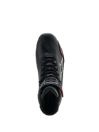 Alpinestars Damen Stella Faster-4 Drystar® Schuhe, Motorradschuhe, Schwarz, Grau und Coral Fluo, Draufsicht mit Schnürsystem und Klettverschluss-Knöchelriemen, schlankes Mikrofaser-Design mit wasserdichter Drystar®-Technologie