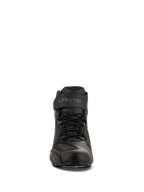 Alpinestars Faster-3 Drystar® Motorradschuhe, Schwarz Cool Gray, Vorderansicht mit Schnürverschluss und Klettverschluss am Knöchel, wasserdichtes Motorrad-Schuhwerk aus Mikrofaser