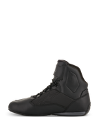 Alpinestars Faster-3 Drystar® Motorradschuhe, Motorradschuhe, Schwarz Cool Gray, Seitenprofil-Ansicht, High-Top-Design mit Schnürung, wasserdichte Mikrofaser-Konstruktion, technische Ausrüstung für Straßenfahrten