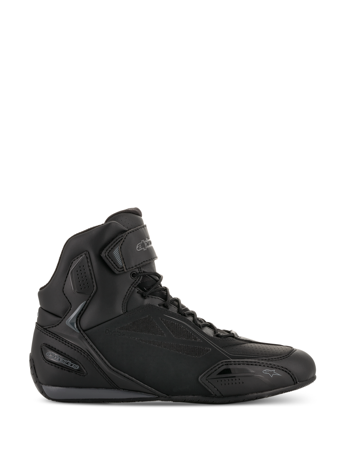 Alpinestars Faster-3 Drystar Riding Shoes, Motorrad-Sneaker in Schwarz, Hoher Knöchelschutz, Klettverschluss, Moderne Sportliche Optik, Wasserdicht