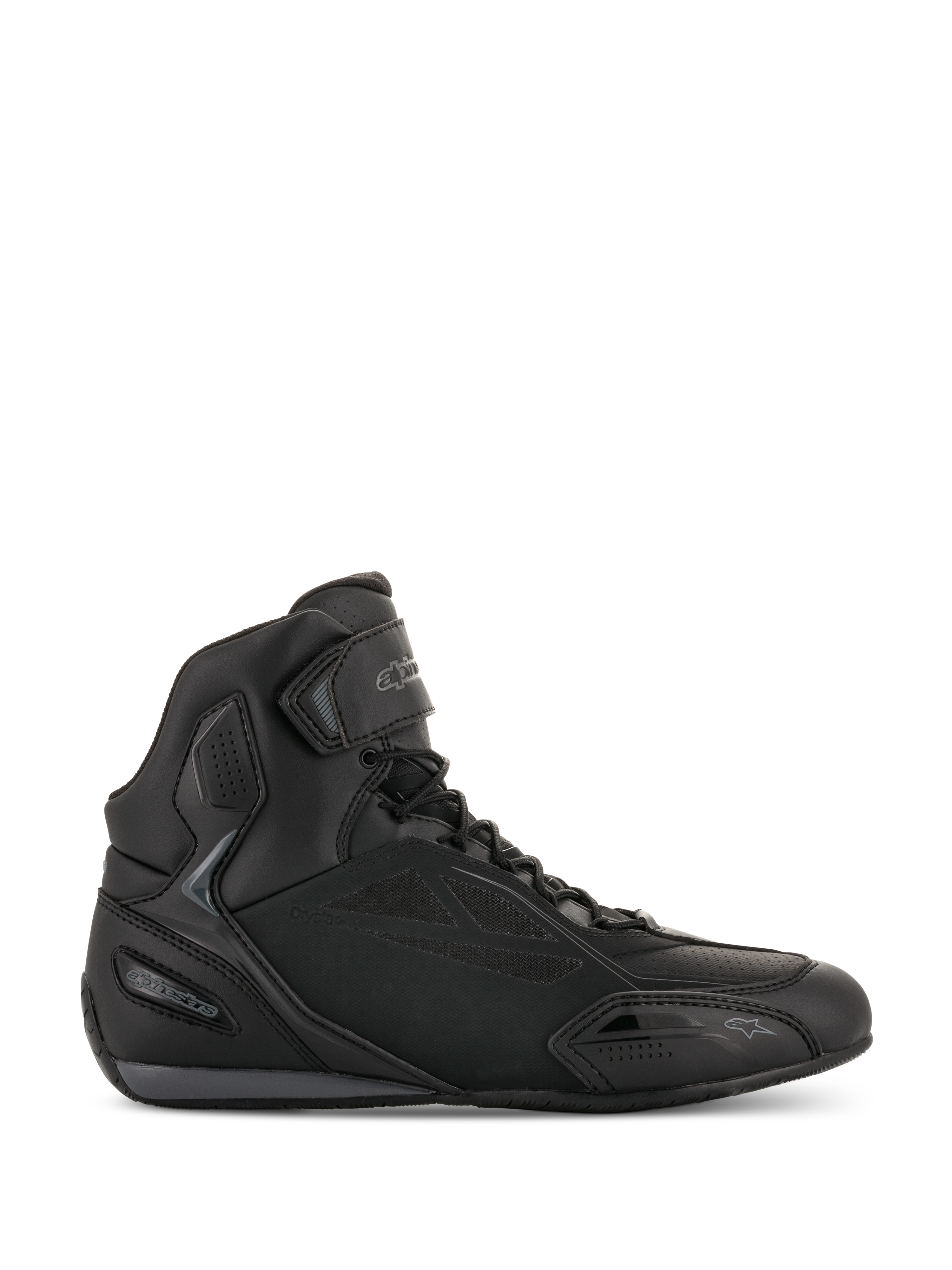 Alpinestars Faster-3 Drystar Motorradschuhe, Motorrad-Sneaker in Schwarz und Cool Gray, High-top-Design mit Schnürung und Klettverschluss, wasserdichtes Mikrofaser-Chassis, sportliches Design für Straßenfahrten