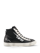 Alpinestars Stated Flair Shoes, High-Top Sneakers, Black and White, perforated leather panels, casual urban style, off-white sole