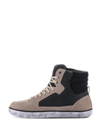 Alpinestars J-6 Wasserdichter Schuh, Motorradschuh, Black Flint White, High-Top-Sneaker-Stil mit flintgrauen und schwarzen Lederpanels, cremefarbenen Schnürsenkeln und einer marmorierten weißen Gummisohle, lässiges urbanes Design für das Motorradfahren