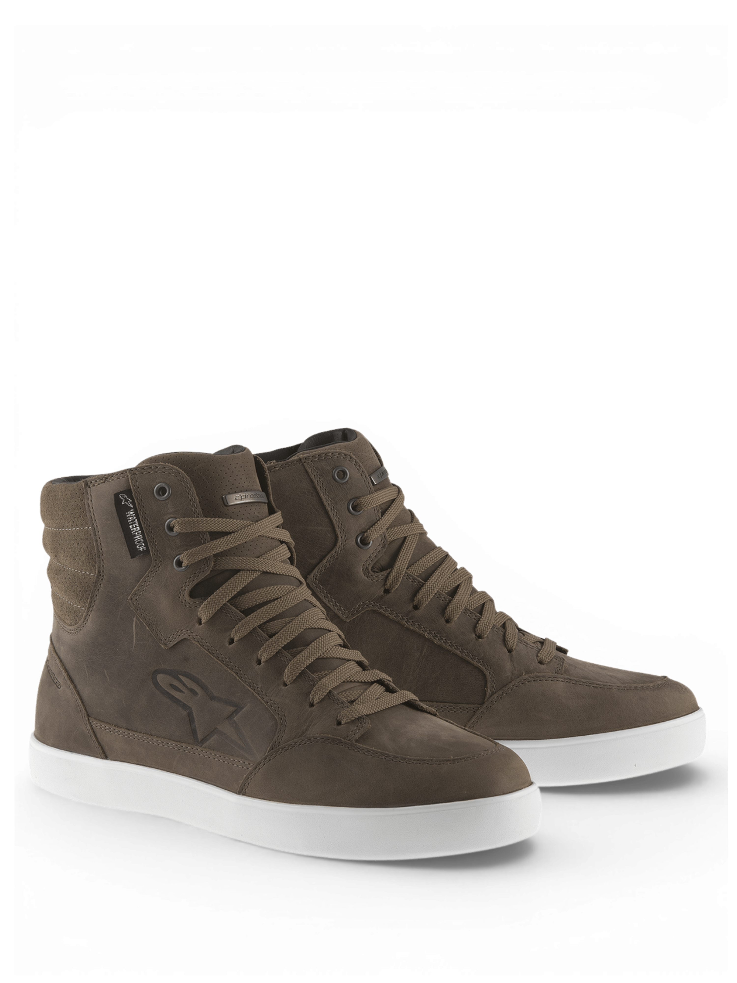 Alpinestars J-6 Wasserdichte Schuhe, Herren-Motorradschuhe, Braun und Weiß, Lederkonstruktion für Urbanes Fahren
