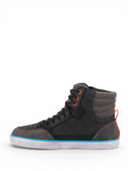 Alpinestars J-6 Wasserdicht Canvas Schuhe, Urban-Motorradschuhe, Schwarz und Grau, hellblaue Akzente, CE-zertifiziertes Leder