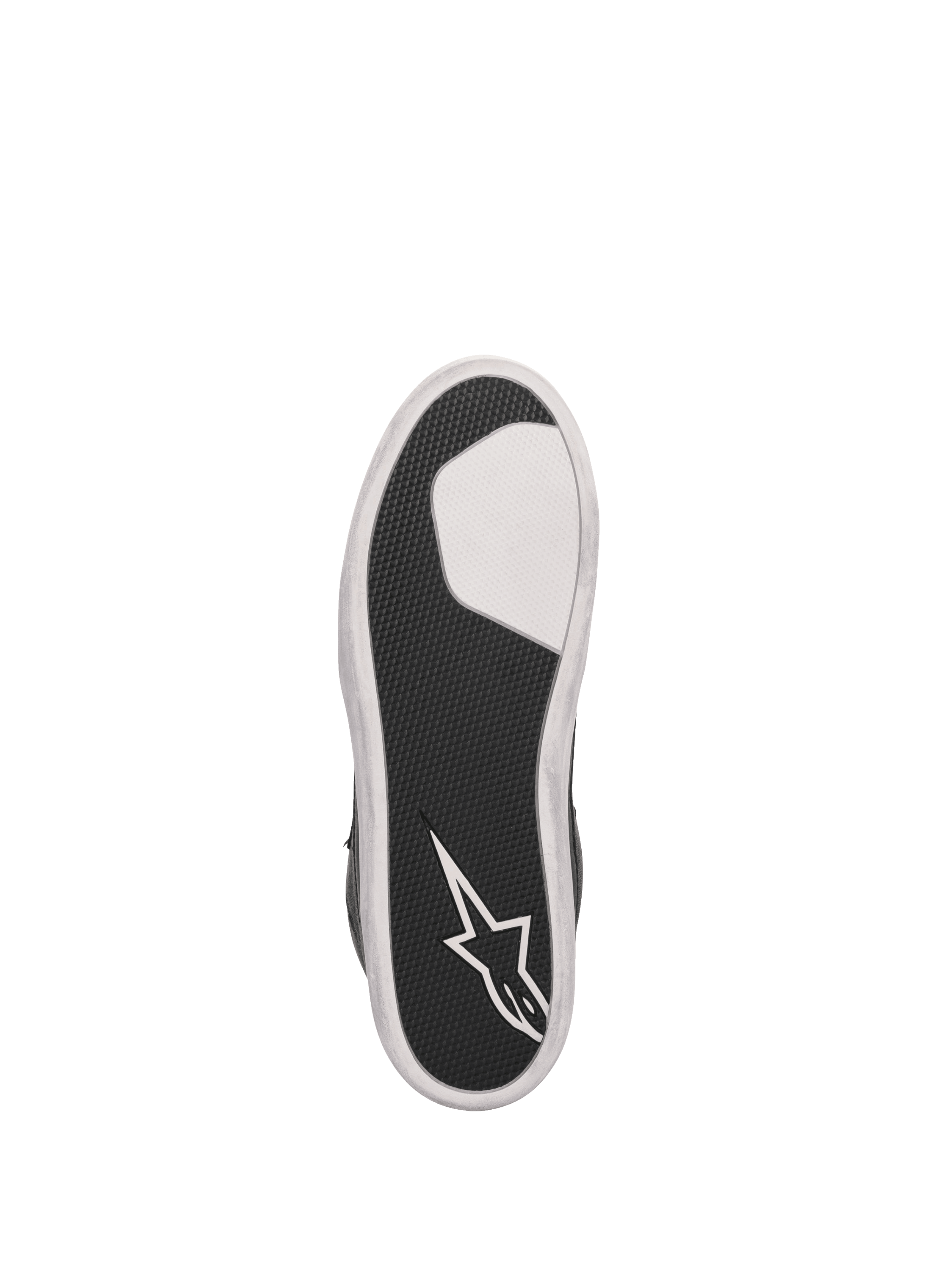 Alpinestars J-6 Wasserdicht Canvas Schuhe, Motorradschuhe, Schwarz und Weiß, vulkanisierte Gummisohle mit Stern-Logo und Grip.