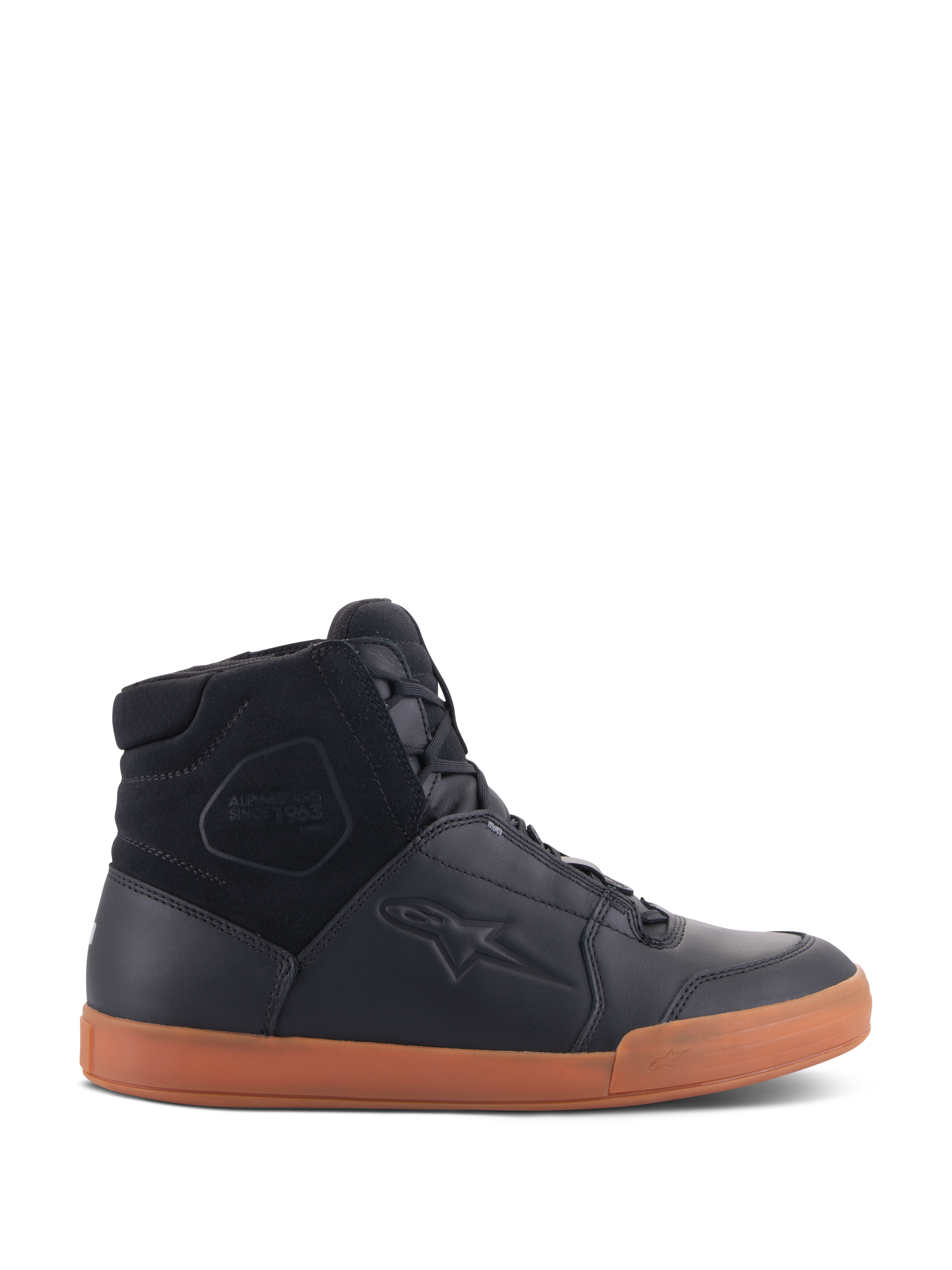 Alpinestars Chrome Drystar® Schuhe, Urbane Motorradschuhe, Schwarz mit Gummisohle, High-Top-Design mit hochwertigen Leder- und Wildledereinsätzen, lässiges schützendes Schuhwerk im Street-Style