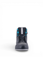 Alpinestars Chrome Damen-Drystar® Schuhe, wasserdichte Motorradschuhe für die Stadt, Schwarz und Türkis, Frontalansicht.