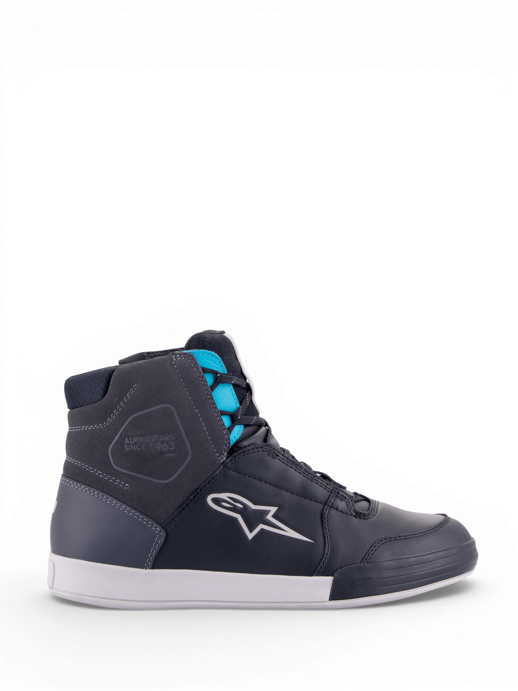 Alpinestars Chrome Drystar® Schuhe, wasserdichte Damen-Motorradschuhe, Schwarz und Türkis, lässige Lederkonstruktion.