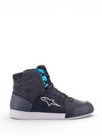 Alpinestars Chrome Drystar® Schuhe, wasserdichte Damen-Motorradschuhe, Schwarz und Türkis, lässige Lederkonstruktion.