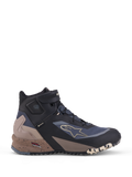 Alpinestars Cr-X Gore-Tex Shoes, waterproof motorcycle riding shoes, Black, Dark Gray, and Beige, featuring GORE-TEX membrane, TPF protection, and high-top lacing