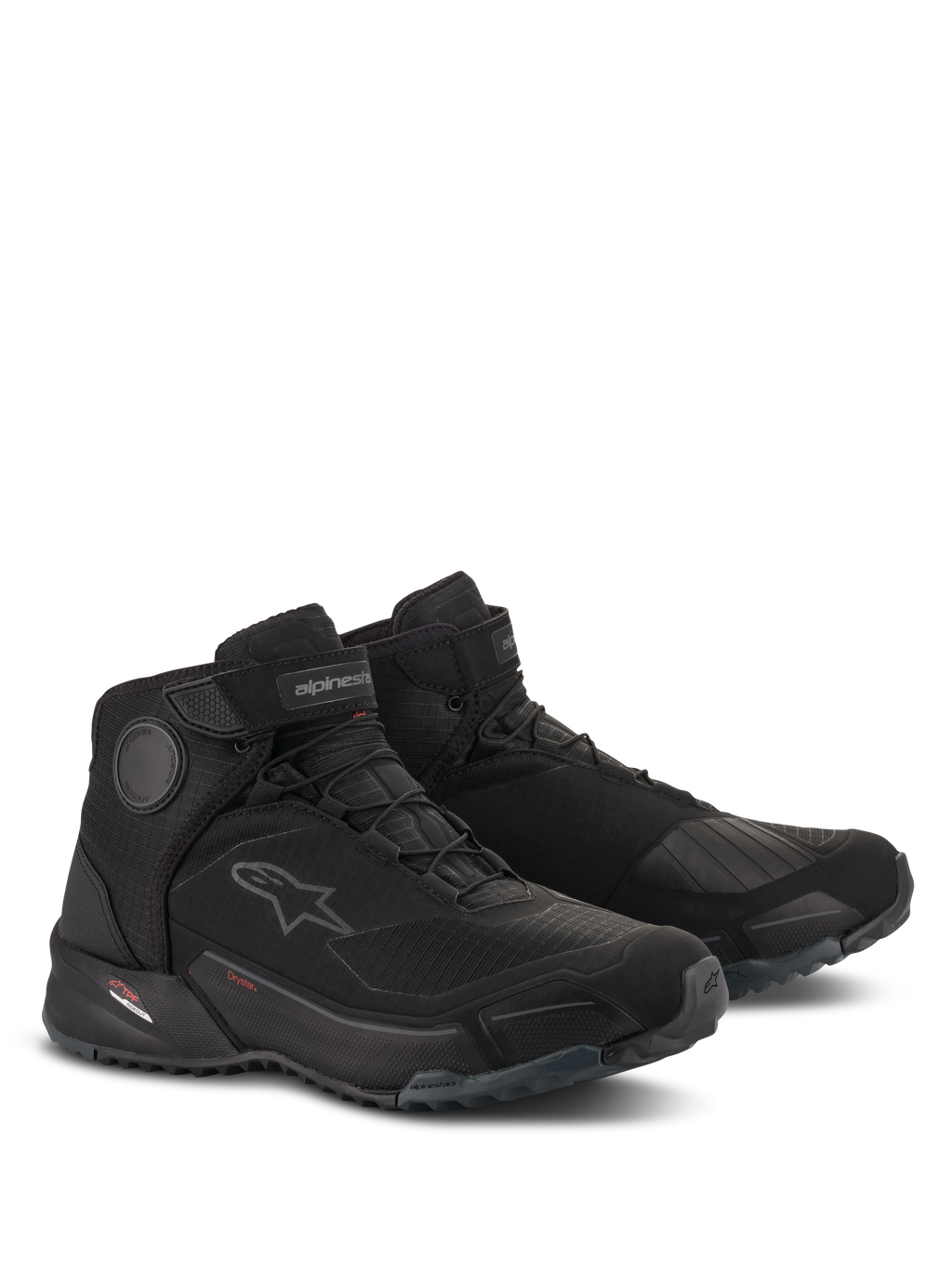 Alpinestars CR-X Drystar® Riding Shoes, wasserdichte Motorradschuhe, Schwarz Schwarz, sportliches Design mit Laufschuh-Passform, mit internen Knöchelscheiben, Schalthebelverstärkung und robuster Gummiaußensohle für urbanen Fahr- und Gehkomfort