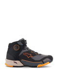 Alpinestars CR-X Drystar® Riding Shoes, Urban-Motorradschuhe, Schwarz, Grau und Orange mit hellbrauner Zwischensohle, knöchelhohes Design mit Klettverschluss am Knöchel, leuchtend orangefarbenes Branding und robuste Sohle mit orangefarbenen Akzenten
