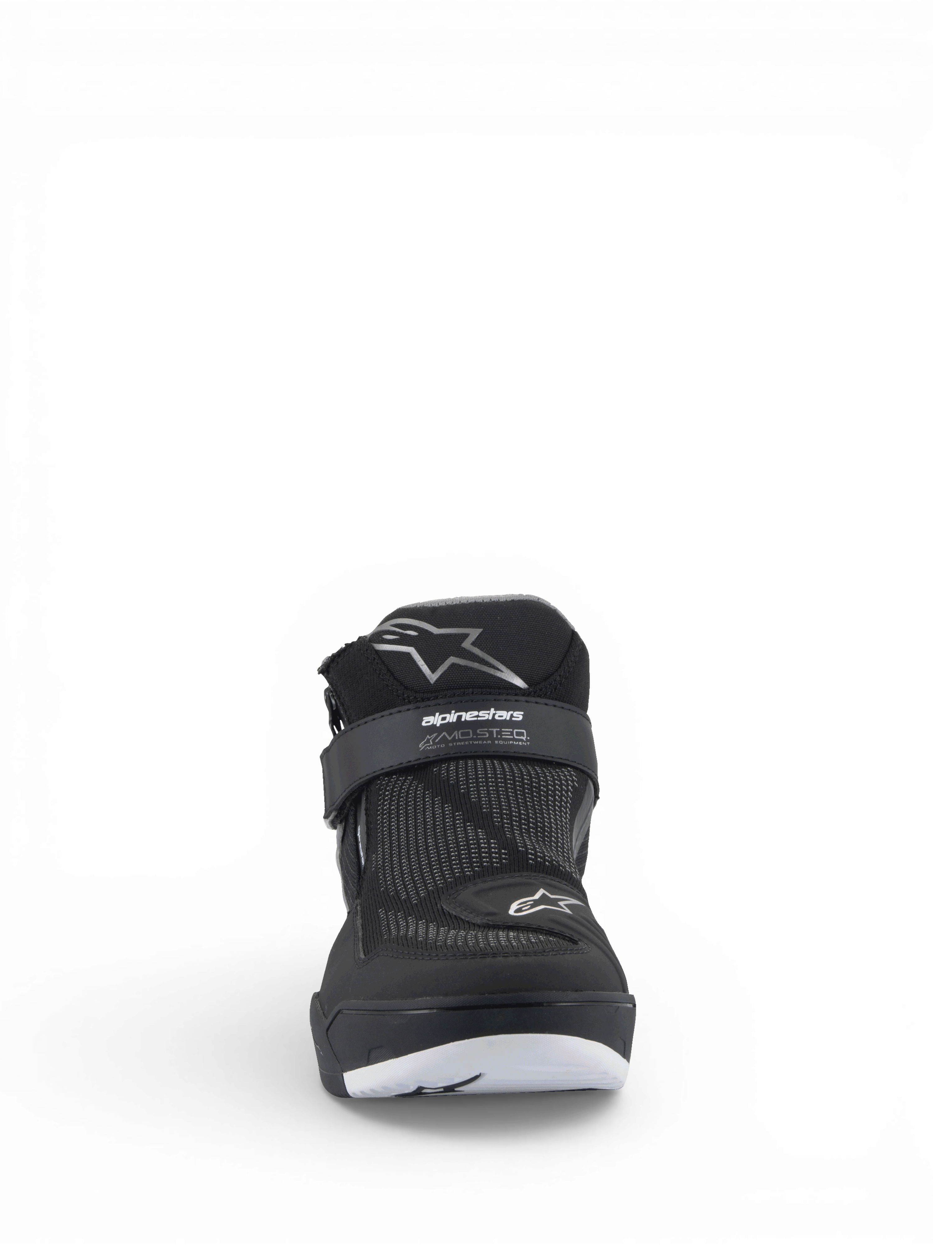 Alpinestars Speedflight Street Schuhe, Urbaner Motorradschuh für Herren, Schwarz, Mesh-Obermaterial mit MO.ST.EQ. Logo-Riemen und weißem Astars-Logo, CE-zertifiziert
