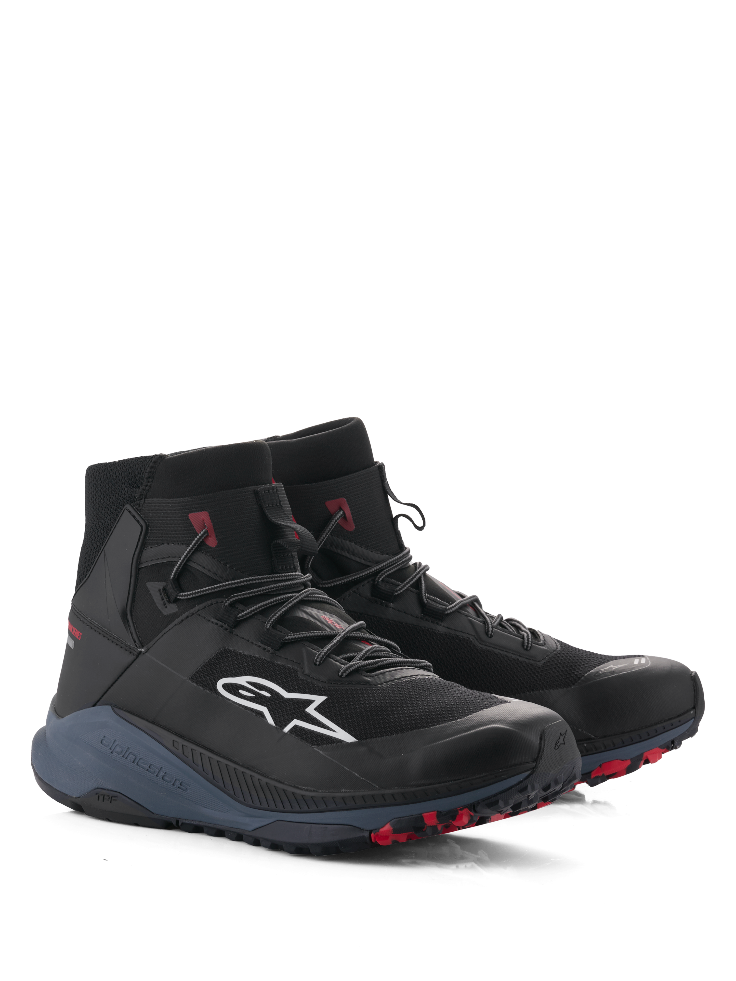 Alpinestars Speedforce XR Schuhe, urbane Motorradschuhe für Herren, Schwarz und Rot, CE-zertifiziert mit TPU-Knöchelschutz, sportliche Laufschuh-Silhouette.