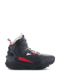 Alpinestars Speedstreet Schuhe, Motorradschuhe, Schwarz, Ecru und Hellrot, High-Top-Seitenprofil, Streetwear-inspiriertes Design, gepolsterter Knöchelbund, dicke Sohle mit TPF-Markierung, Schutzausrüstung für urbane Fahrten