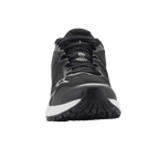 Alpinestars Meta Road V2 Schuhe, Sportswear-Schuhe, Schwarz und Weiß, Vorderansicht mit atmungsaktiver Mesh-Konstruktion, weißer Zwischensohle und Alpinestars-Logo an der Seite und im Zehenbereich, leichte, vom Motorsport inspirierte Arbeitskleidung