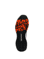 Alpinestars Meta XR V2 Shoes, rugged rubber outsole, Black and Orange, featuring high-traction lug pattern for dirty surfaces, white Alpinestars logo, oil-resistant and anatomically optimized for off-road grip