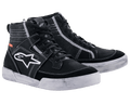 Alpinestars Ageless Riding Schuhe, Urbane Motorradschuhe, Schwarz mit weißen Kontrastnähten und Sohlen, High-Top-Sneaker-Silhouette mit großem weißem Stern-Logo an der Seite, lässige Schutzausrüstung für die Straße