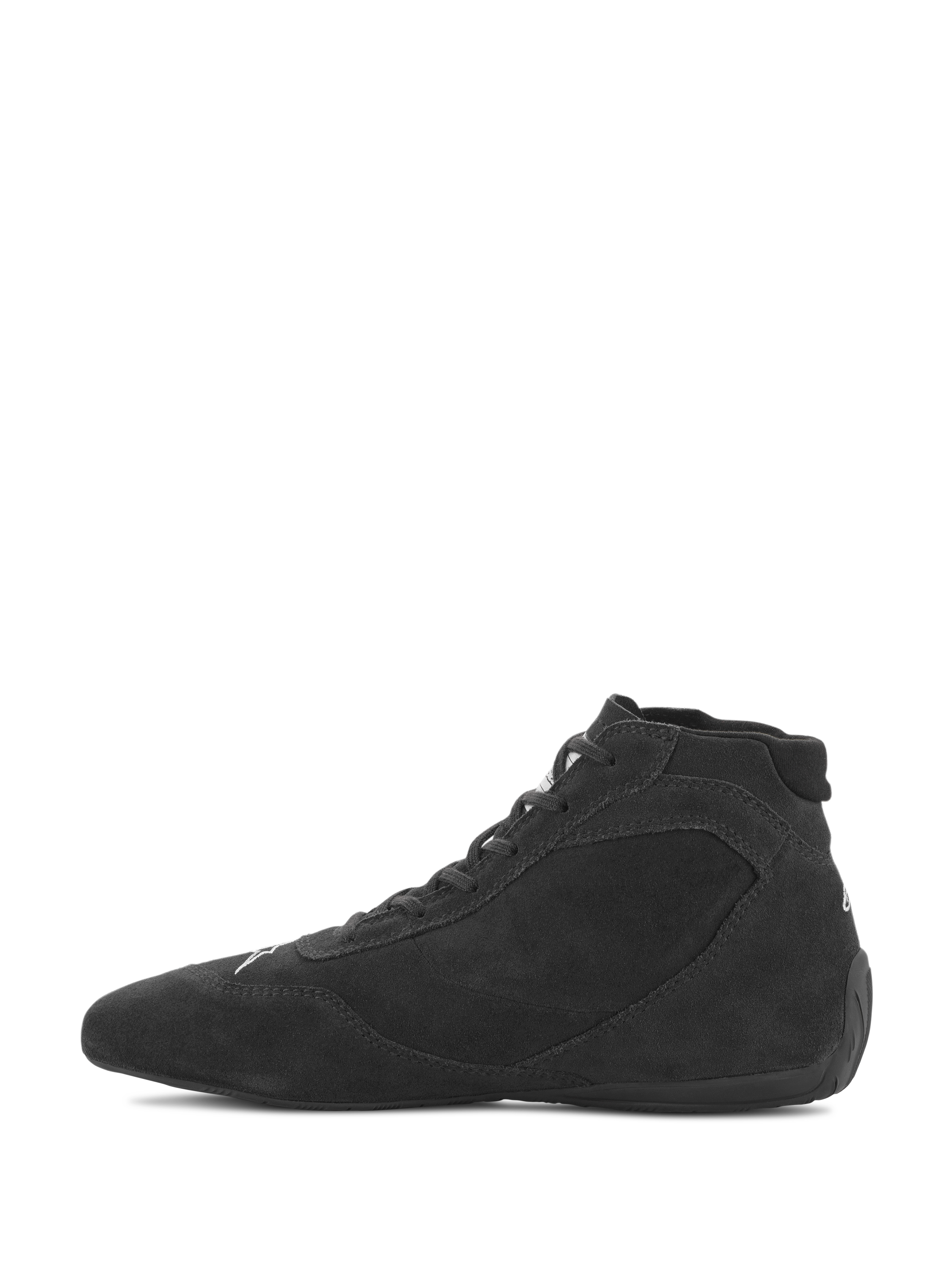 Alpinestars SP V2 Schuhe, Auto-Rennschuhe, Schwarz, schlankes High-Top-Profil mit hochwertigem Wildleder-Obermaterial und dünner Gummisohle, entwickelt für präzises Pedalgefühl im Motorsport