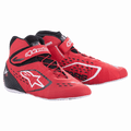 Alpinestars Youth Tech-1 KX V2 Kart-Schuhe, Rot, Schwarz und Weiß, High-Top-Rennschuhe mit weißem Stern-Logo, Klettverschluss am Knöchel, rote Schnürsenkel, perforierte Belüftungsöffnungen und dünne weiße Sohle, Motorsport-Schuhwerk für Jugendliche