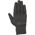 Alpinestars C1 Windstopper V2 Handschuhe, Urban-Motorradhandschuhe, Schwarz, Draufsicht auf den Handrücken, winddichte Textilkonstruktion, dezenter integrierter Knöchelschutz, Alpinestars-Logo am Handgelenkbündchen
