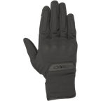 Alpinestars C1 Windstopper V2 Handschuhe, Urban-Motorradhandschuhe, Schwarz, Draufsicht auf den Handrücken, winddichte Textilkonstruktion, dezenter integrierter Knöchelschutz, Alpinestars-Logo am Handgelenkbündchen