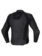 Alpinestars Missile V3 Lederjacke, Herren-Rennsport-Motorradjacke, Rückansicht in Schwarz, Premium-Rinderrennleder mit Stretch-Einsätzen und CE-zertifiziertem Schutz