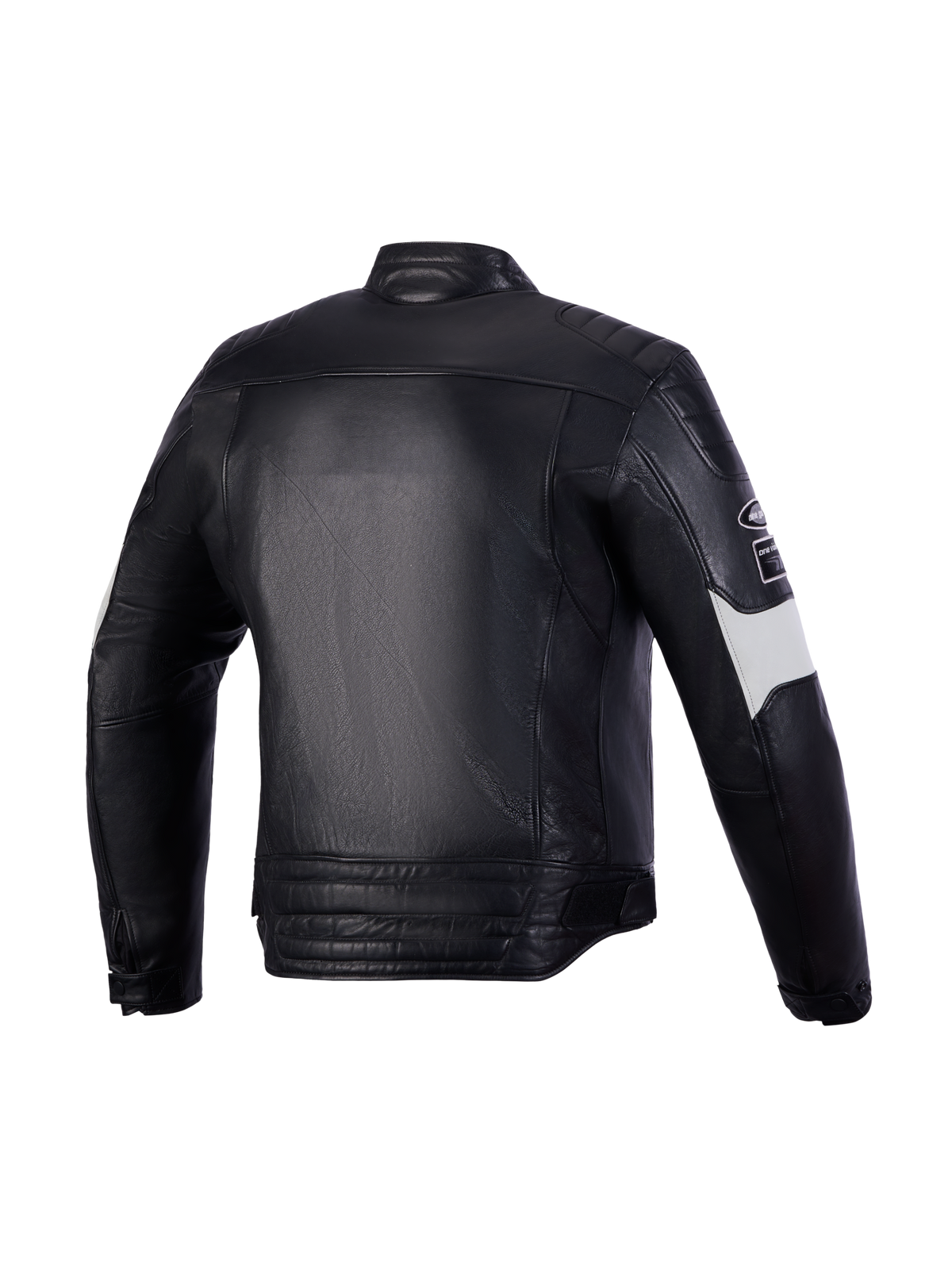 Alpinestars Revern Lederjacke, CE-zertifizierte Heritage-Motorradjacke, Rückansicht in Schwarz und Grau mit hochwertiger Rindslederkonstruktion