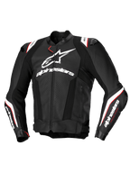 Alpinestars Missile V3 Ignition Leather Jacket, Men's Motorcycle Racing Jacket, Black and White with red accents, CE Certified AA, premium bovine leather construction
