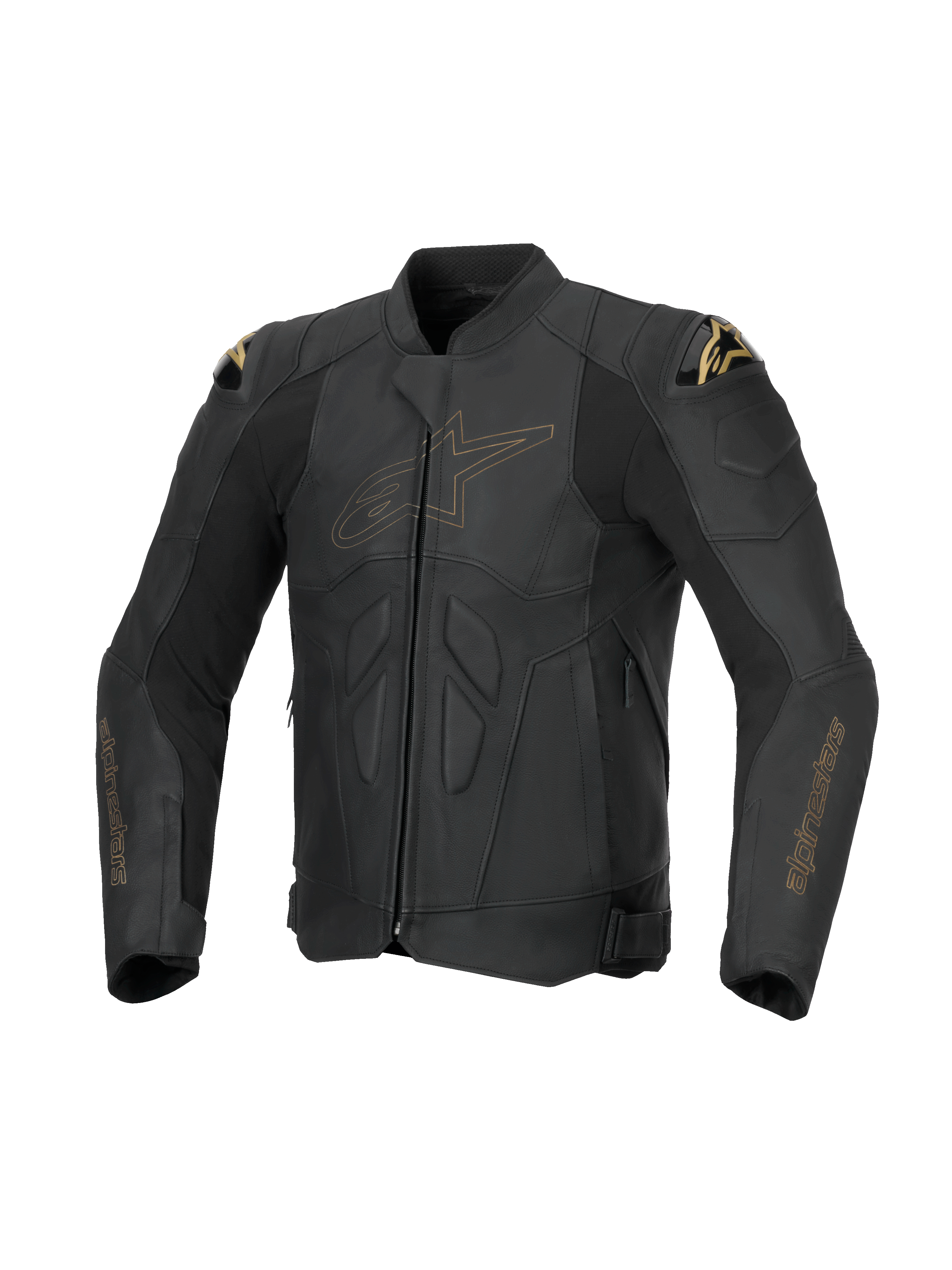 Alpinestars Dusk Lederjacke, Motorradjacke für Herren in Schwarz-Laser, hochwertiges Rindsleder mit DFS-Schulterschützern.