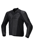 Alpinestars Faster V3 Airflow Leather Jacket, men's sport motorcycle leather jacket in Black, featuring perforated panels and shoulder protection