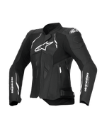 Alpinestars Stella Dusk Lederjacke, Damen-Motorradlederjacke in Schwarz und Weiß, CE-zertifiziert mit DFS-Schulterschutz und Tech-Air Ready