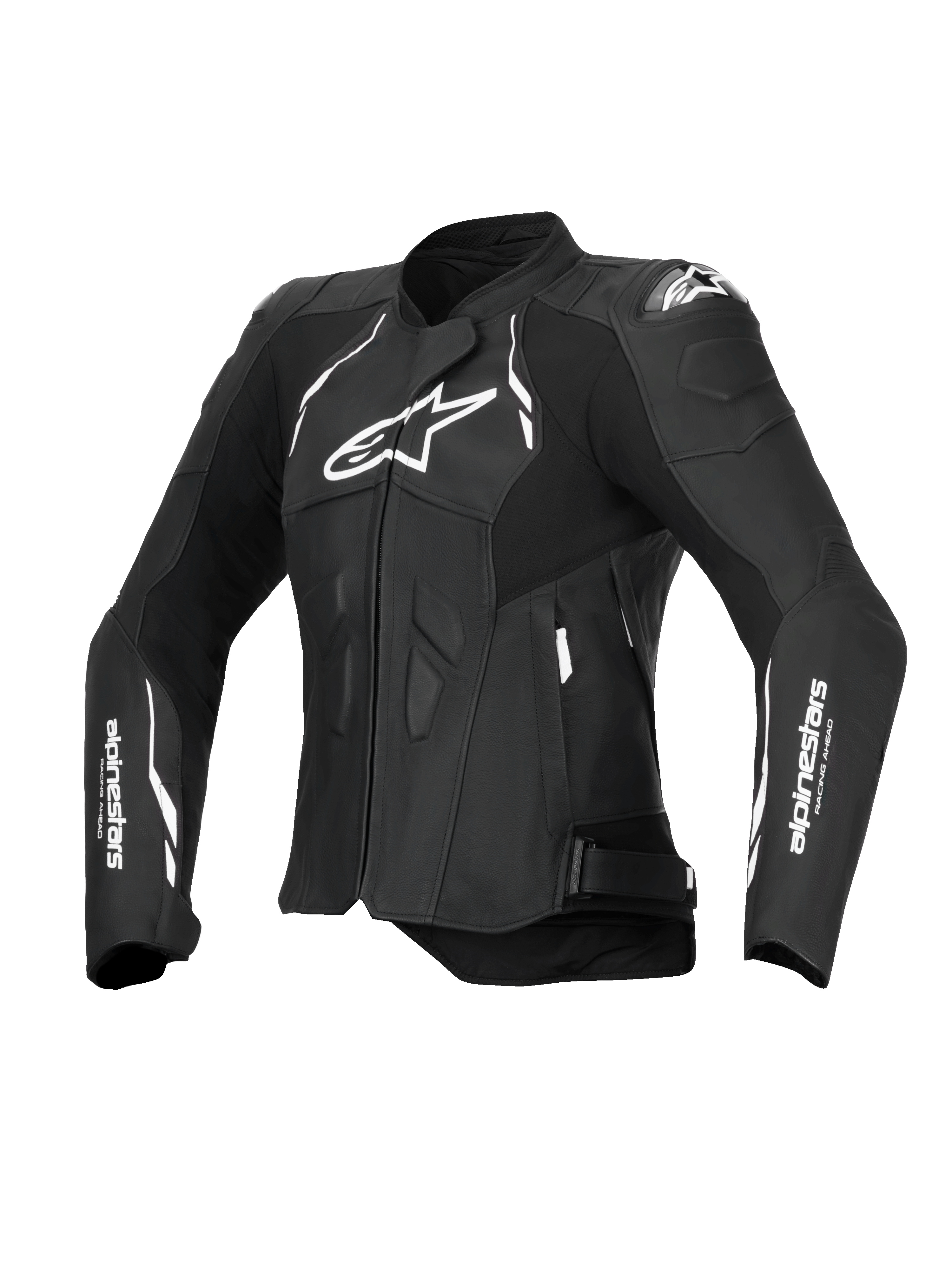 Alpinestars Stella Dusk Lederjacke, Damen-Motorradlederjacke in Schwarz und Weiß, CE-zertifiziert mit DFS-Schulterschutz und Tech-Air Ready