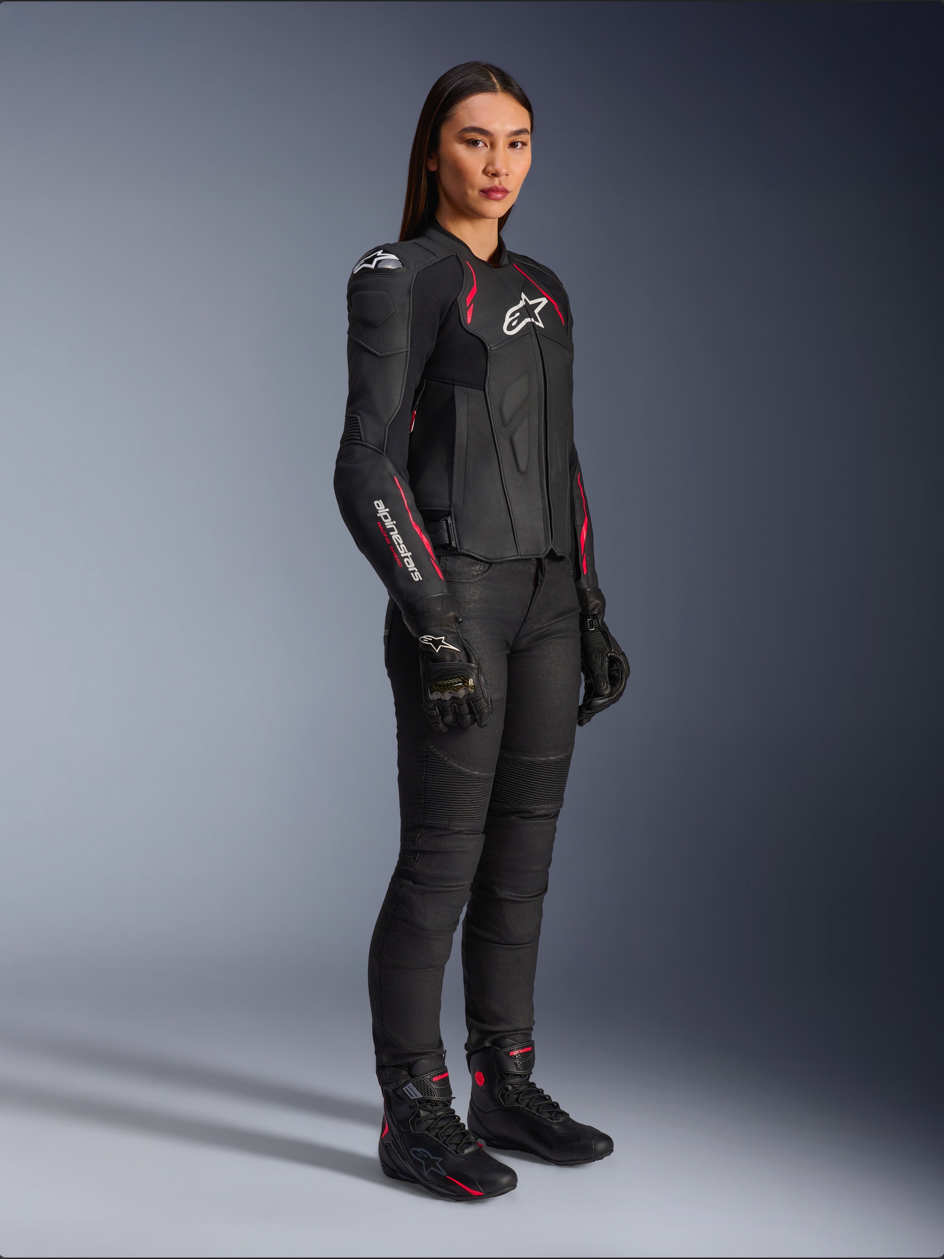 Woman Stella Dusk Leather Jacket - BLACK RACING/SPORT