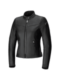 Alpinestars Tory Damen-Lederjacke, urbane Motorradjacke, Schwarz, taillierte Passform mit metallischem Gunmetal-Frontreißverschluss, vertikale Seitentaschen mit Reißverschluss, perforierter Lederkragen, glattes Rindsleder-Finish