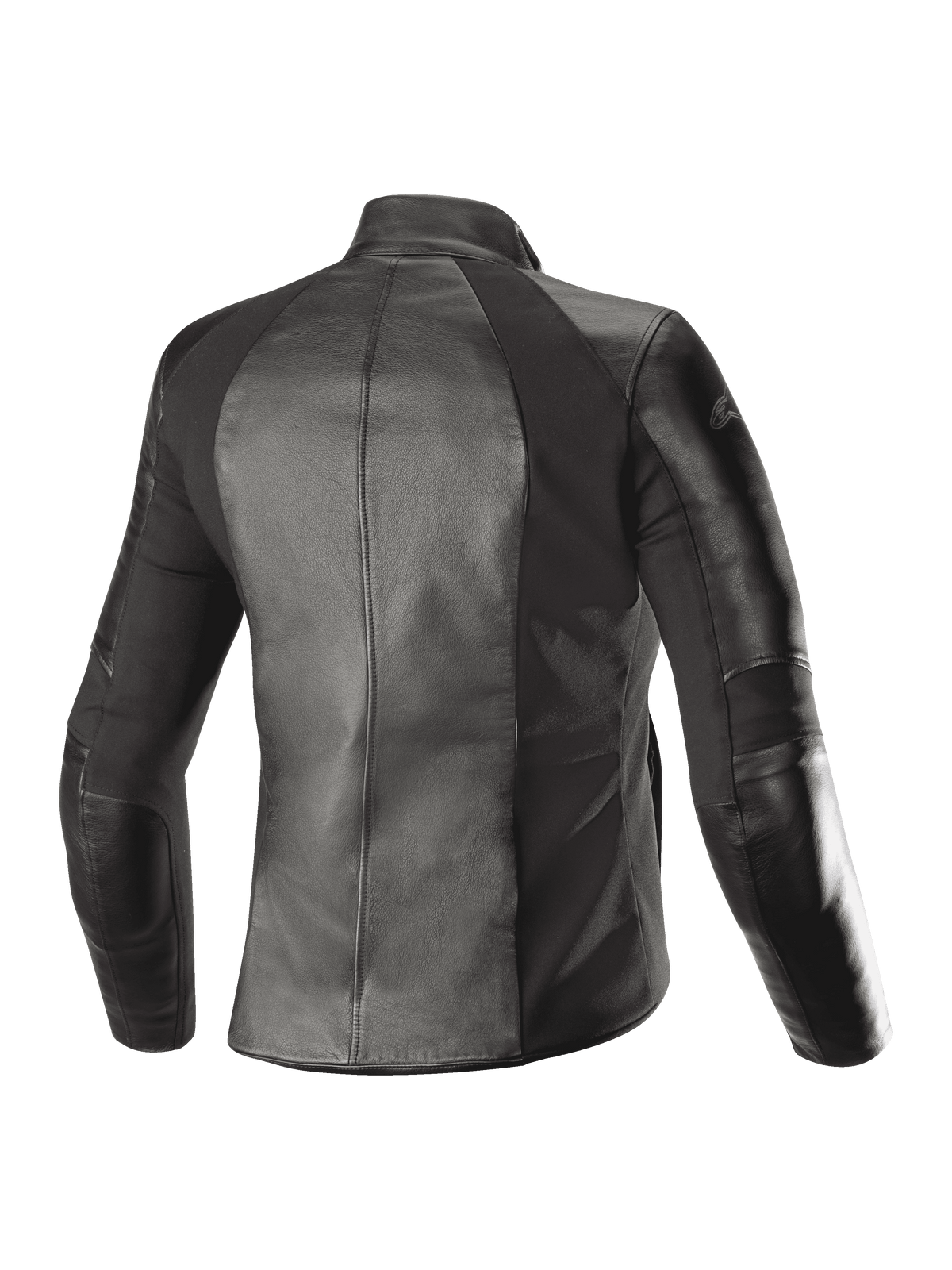 Alpinestars Damen Stella Vika V2 Lederjacke, Schwarz, Rückansicht, mit Vollnarbenleder-Konstruktion und Aramid-Stretcheinsätzen für eine maßgeschneiderte feminine Passform, urbane Motorradbekleidung.