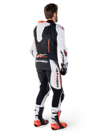 Alpinestars GP-R7 Leather Suit, 1 Piece motorcycle racing suit for men, White and Black, bovine leather with aero hump.