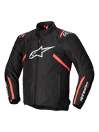 Alpinestars T-SPS V2 Waterproof Jacket, men's textile motorcycle riding jacket in black with white and red fluo accents, CE certified with Tech-Air readiness