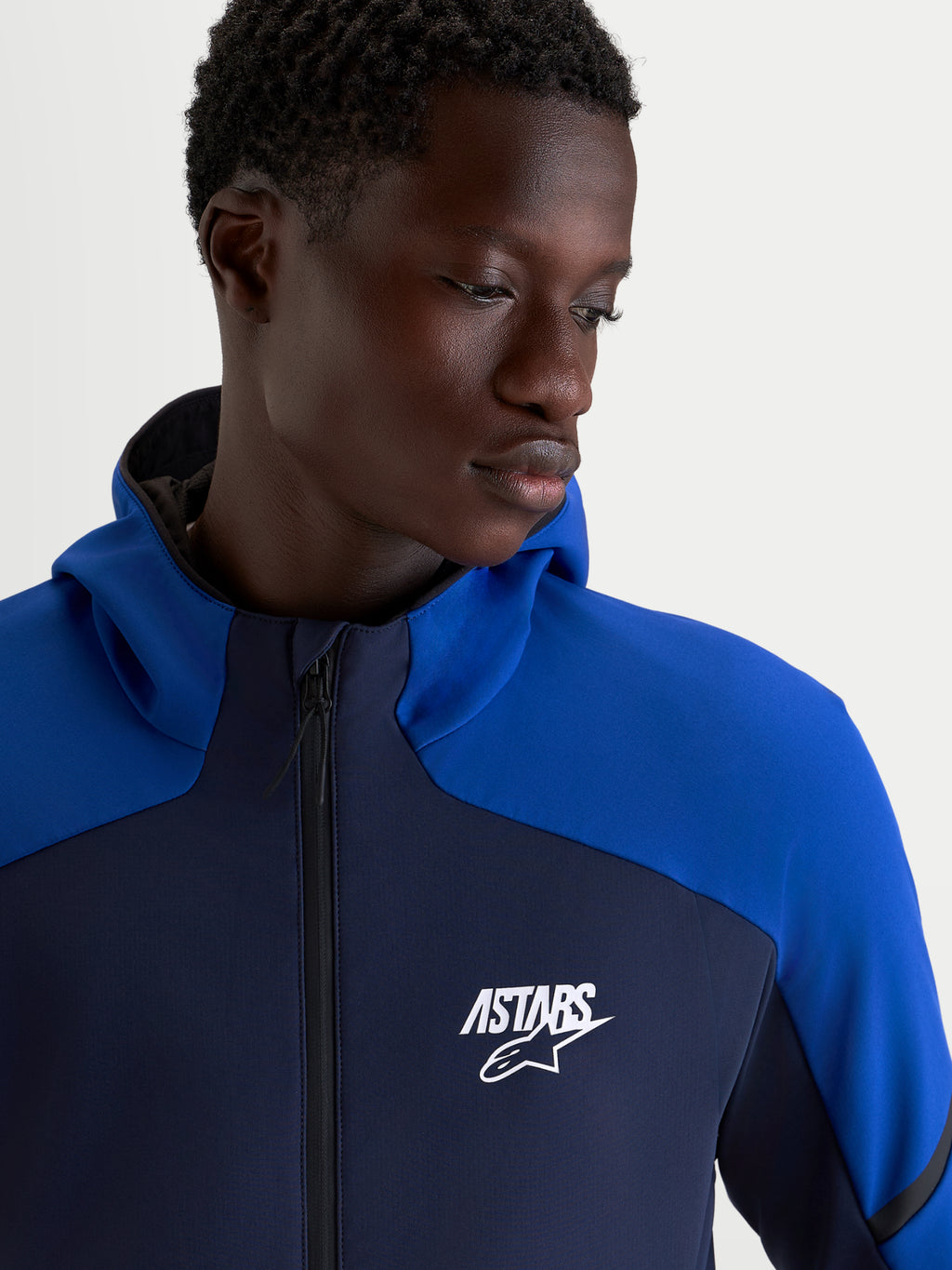 Alpinestars Aeroshell Wp Jacke, Herren-Motorradjacke in Nachtblau und Blau, Kapuzenjacke mit weißem ASTARS-Logo und wasserdichtem Frontreißverschluss