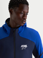Alpinestars Aeroshell Wp Jacke, Herren-Motorradjacke in Nachtblau und Blau, Kapuzenjacke mit weißem ASTARS-Logo und wasserdichtem Frontreißverschluss