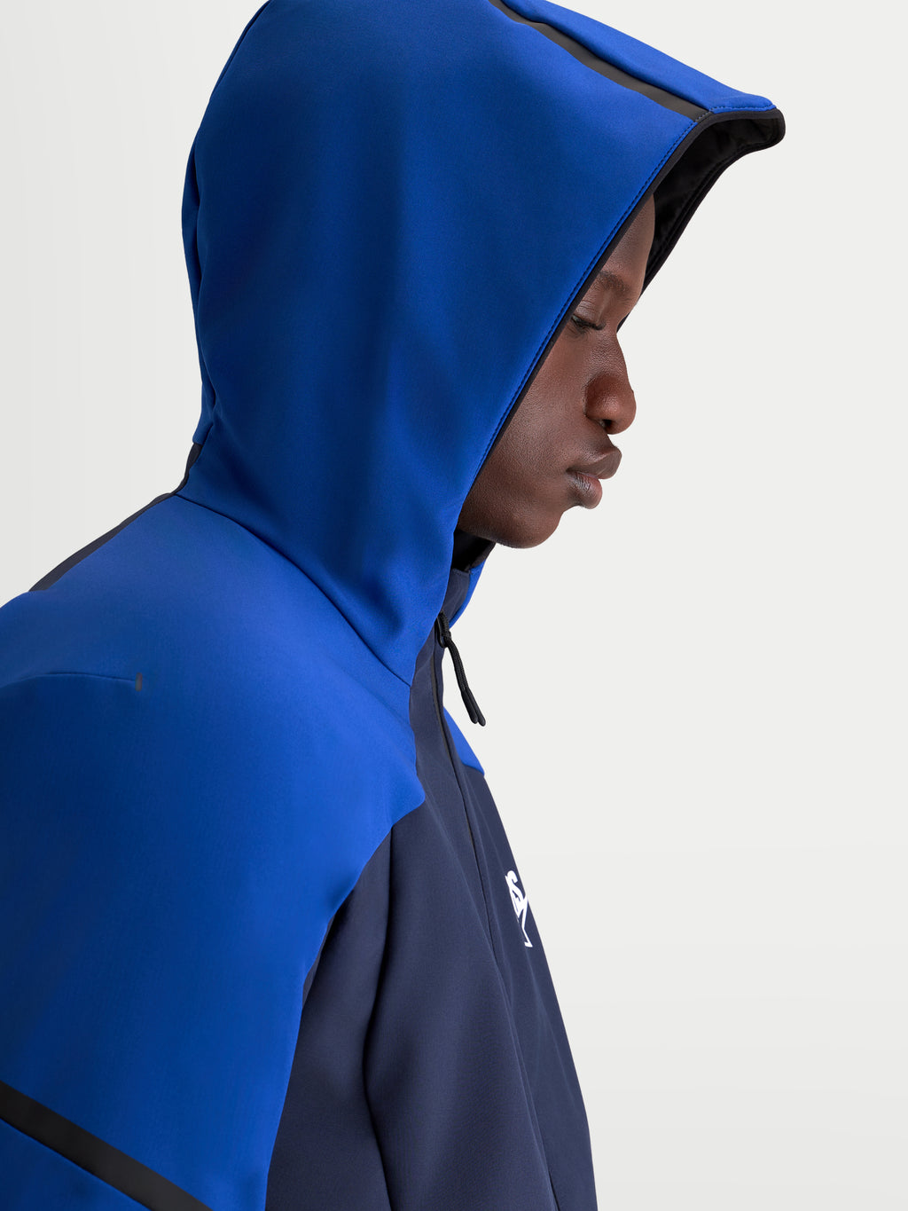 Alpinestars Aeroshell WP Jacke, Herren-Motorradjacke, Blau und Marineblau, mit Kapuze, Detailaufnahme