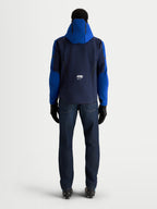 Alpinestars Aeroshell WP Jacke, Herren-Motorradsportjacke, Nachtmarineblau und Leuchtendblau, Rückansicht mit Kapuze