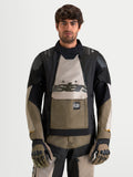 Alpinestars Harok V2 Drystar Jacket, Men's Adventure Motorcycle Jacket, Aluminum, Walnut, and Black, featuring a waterproof textile shell and CE-certified protection, worn by a model