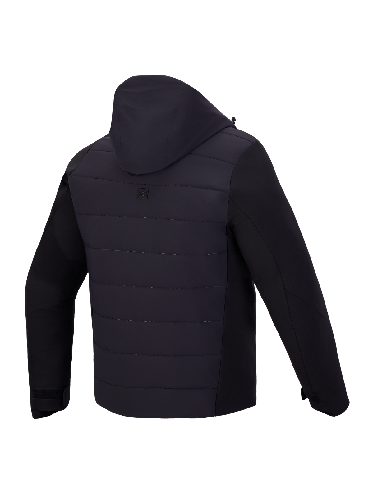Alpinestars Therma Tech WP Jacke, wasserdichte urbane Motorradjacke für Herren, Rückansicht, Schwarz, mit integrierter Kapuze und wattierter Konstruktion